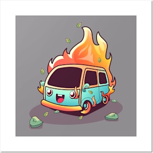 Cute Car Doodle Illustration Posters and Art